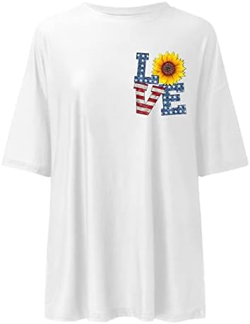 2023 Függetlenség Napja Maximum a Nők Szerelmes Levél Nyomtatás Amerikai Zászló Grafikai Rövid Ujjú Tshirt O Nyakú Blúz július 4.