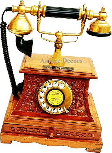 Ama Dekorok Antik Réz Viktoriánus Rotary Telefonvonal Maharaja Fa Telefon Lakberendezés