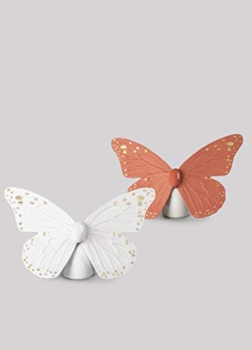 LLADRÓ Pillangó Figura. Arany Csillogás & Fehér. Porcelánbaba Ábra.
