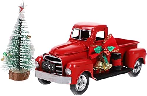 SAFIGLE Karácsonyi Piros Kamion Dekoráció, Klasszikus Karácsonyi Teherautó Parasztház Karácsonyi Dekoráció, Piros Teherautó Karácsonyi
