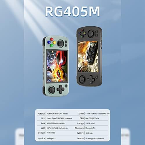 SUPERFLEX RG405M Android12 Kézi játékkonzol a Gyerekek Felnőttek, 4 Hüvelykes IPS kijelző Retro Kézi videojáték Konzol Támogatás 20