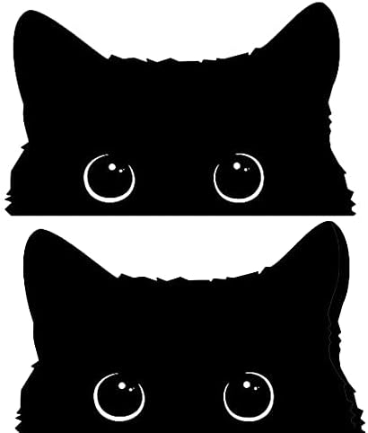 JINYUNDUOSP 2db Kíváncsi Less Kitty Cat 6 colos Fekete Beltéri Kültéri Vinyl Matrica