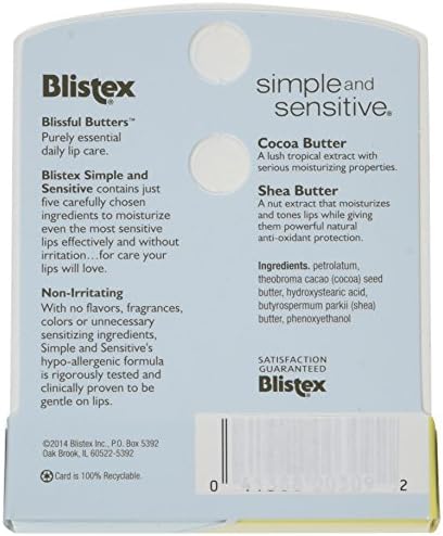 Blistex Egyszerű & Érzékeny Ajak Hidratáló 0.15 oz (Csomag 6)