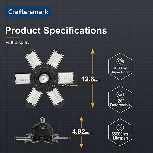 Craftersmark Csatlakoztassa Garázs Világítás - 150W 18500LM Csatlakoztassa a LED Bolt Fény, 6500 K Linkable, valamint Deformálódó