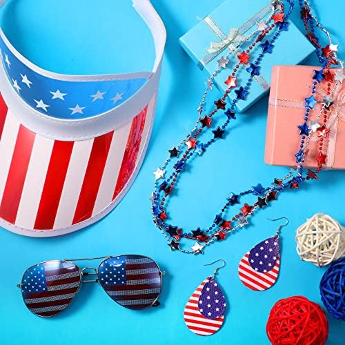 Július 4-USA Zászló Hazafias Párt Kiegészítők Közé tartozik a Függetlenség Napja Amerikai Zászló Napellenző Napszemüveg Fülbevaló Hazafias