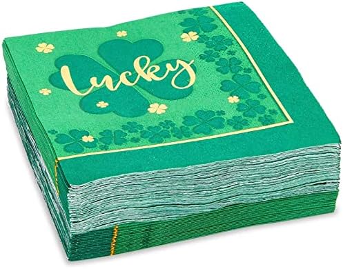 St. Patrick ' s Party Szalvéta, Zöld négylevelű Lóhere-Témájú Szerencsés Design (5, 50 Pack)