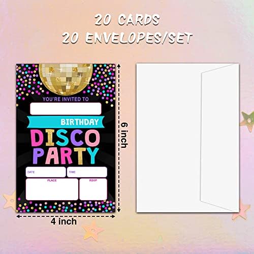 ISOVF 4 x 6 Disco Party Szülinapi Party Meghívó Kártya, Borítékok (20 Db) - a Kitöltés Stílus Tánc Fél Felkéri - C45
