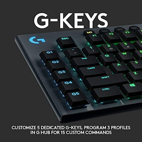 Logitech G815 LIGHTSYNC RGB Mechanikus Gaming-Billentyűzet Alacsony Profilú GL Tapintható kulcsos kapcsoló, 5 programozható G-gombok,