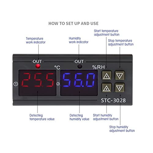 STC-3028 Hőmérséklet-szabályozás 12V/24V/110V /220V Digitális Kijelző a Hőmérséklet, illetve a Páratartalom Szabályzó Méter