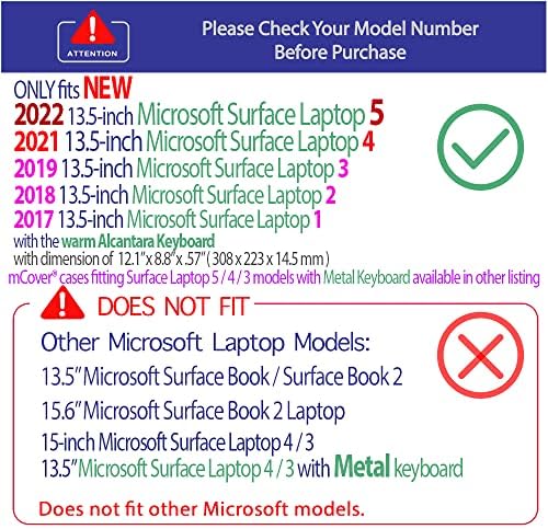 mCover Nehéz Ügy Csak Kompatibilis 13.5 Microsoft Surface Laptop (5/4 / 3/2 / 1) a Alcantara Billentyűzet - Piros