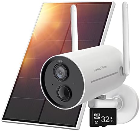 LongPlus Szolár Biztonsági Kamera, Vezeték nélküli Kültéri, Napelemes Vezeték nélküli Kamerák Otthon Biztonságát, WiFi Biztonsági Kamera