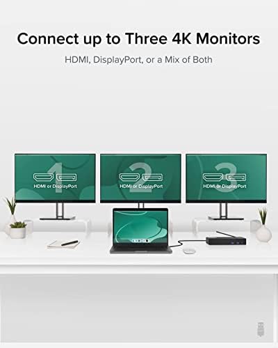 Plugable 12-in-1 USB C Dokkoló Állomás három Monitor, Tripla 4K-s Kijelzők 3X HDMI, vagy 3X DisplayPort Kompatibilis a Mac, Windows,
