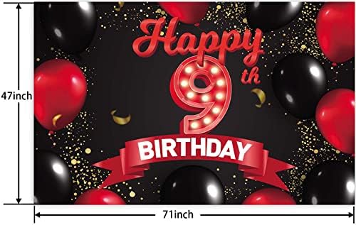 Boldog 9-én Születésnapi Piros-Fekete Zászló Hátteret, Dekorációk, Léggömbök Téma Dekoráció, a Lányok, a Nők Hercegnő 9 Éves Születésnapi