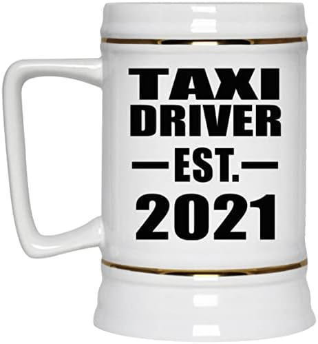 Designsify Taxis Létrehozott EST. 2021, 22oz korsó Sör Kerámia Kupa Bögre Kezelni a Fagyasztóban, Ajándékok Születésnapi Évforduló,