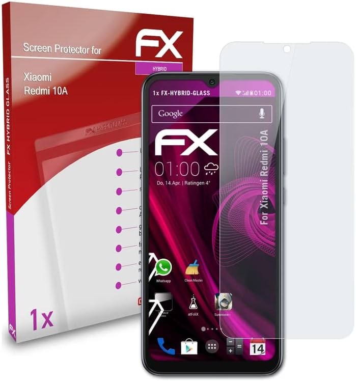 atFoliX Műanyag Üveg Védőfólia Kompatibilis a Xiaomi Redmi 10A Üveg Protector, 9H Hibrid-Üveg FX Üveg kijelző Védő fólia, Műanyag